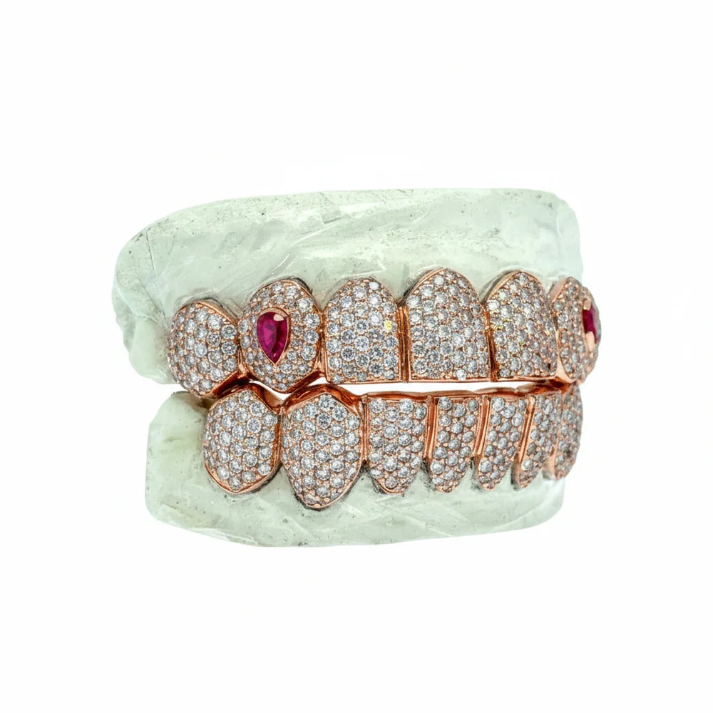 OV Natural Diamond Grillz w/ Accent Fangs