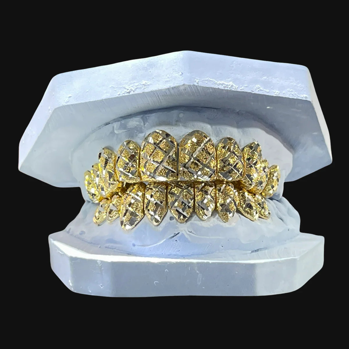 10K Yellow Dust & White Cut Two Tone Grillz