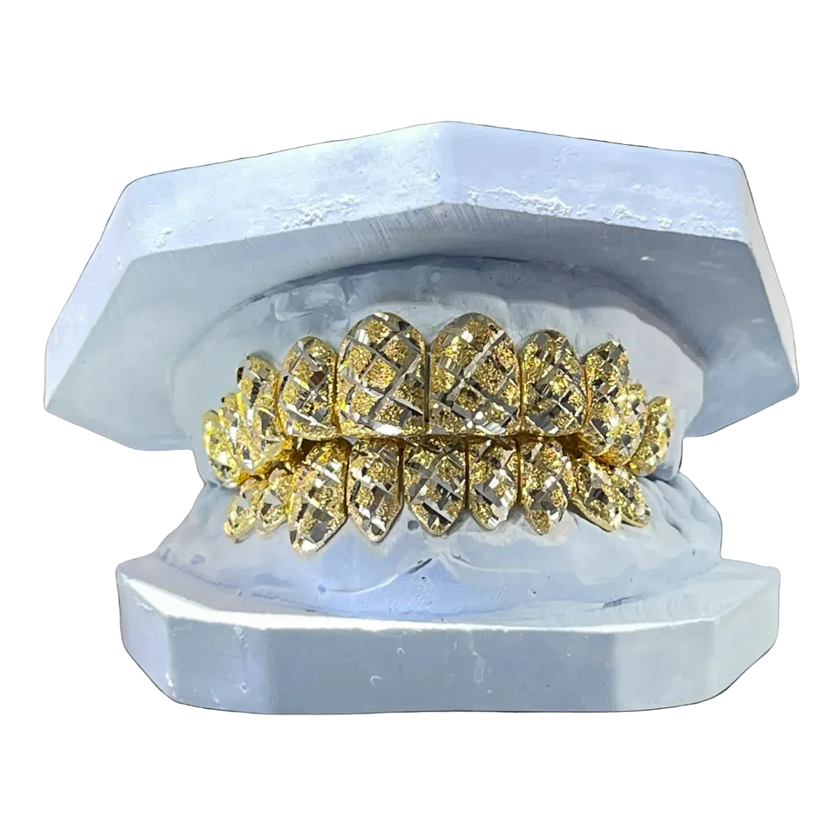 10K Yellow Dust & White Cut Two Tone Grillz