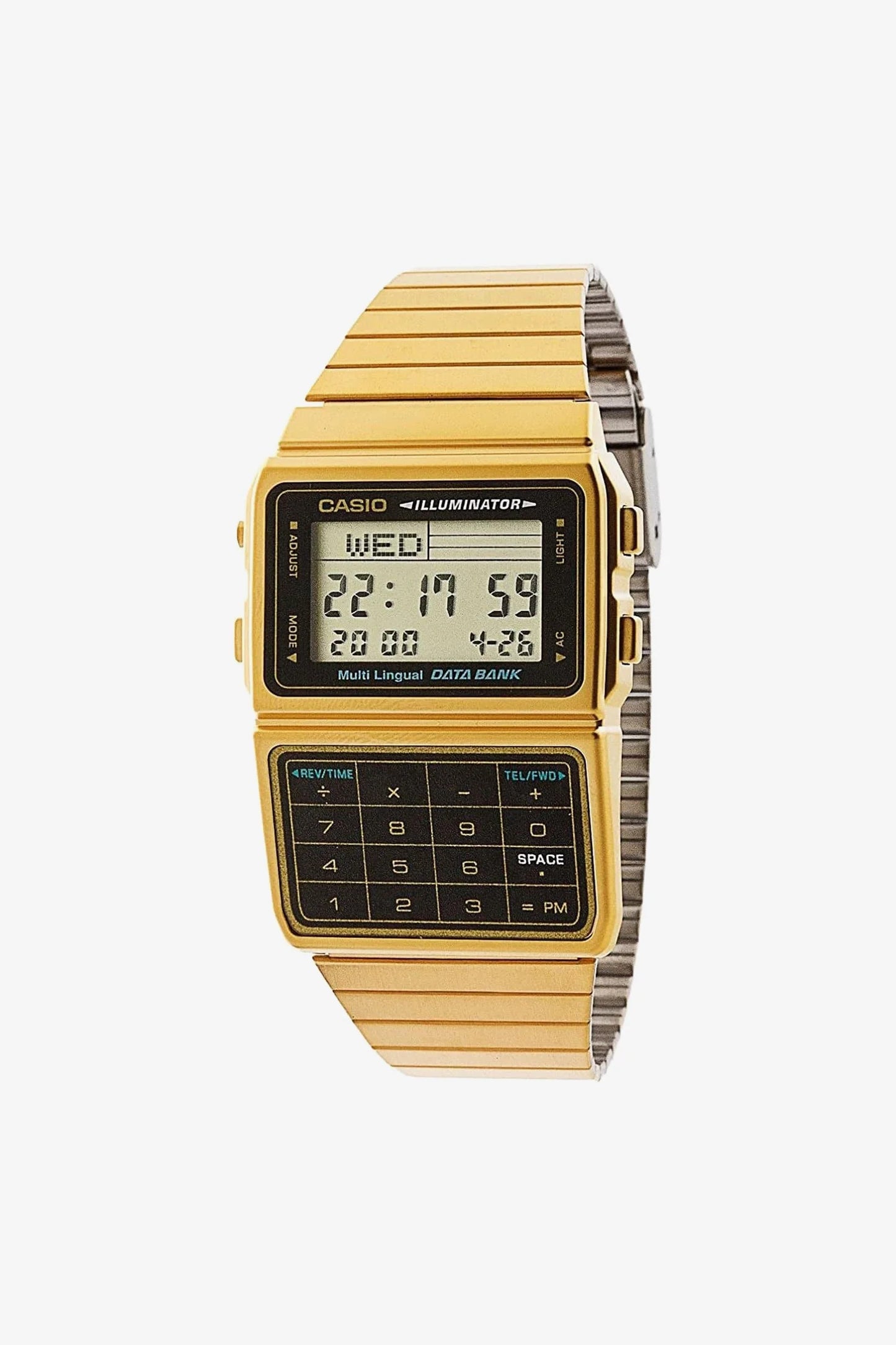 Men's Gold Casio Calculator Watch