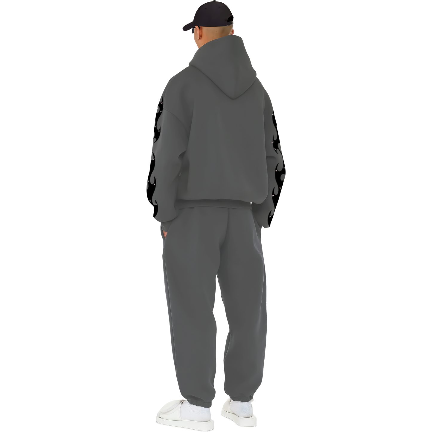 OS Rhinestone Flame Logo Hoodie