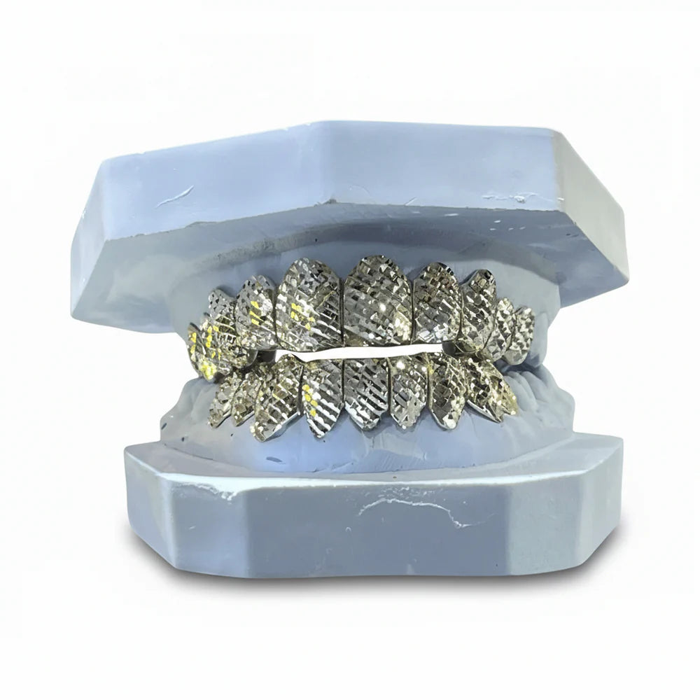 Silver Diamond Cut Grillz