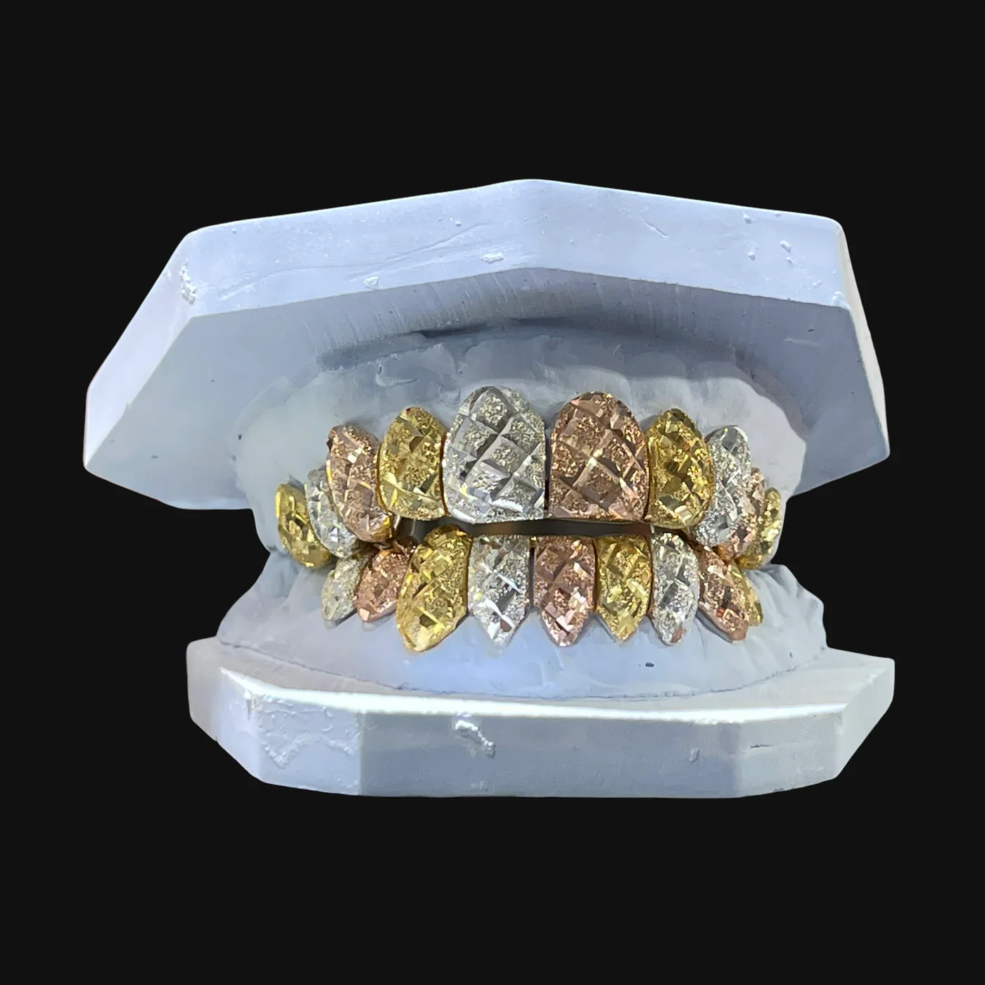 Custom Tri-color Diamond Dust & Cut Grill