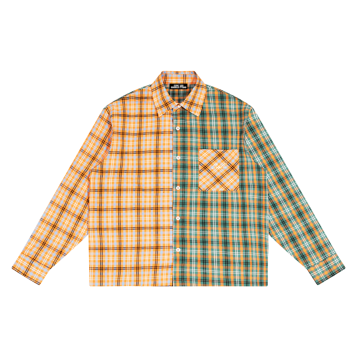 OV Plaid Color Block Shirt
