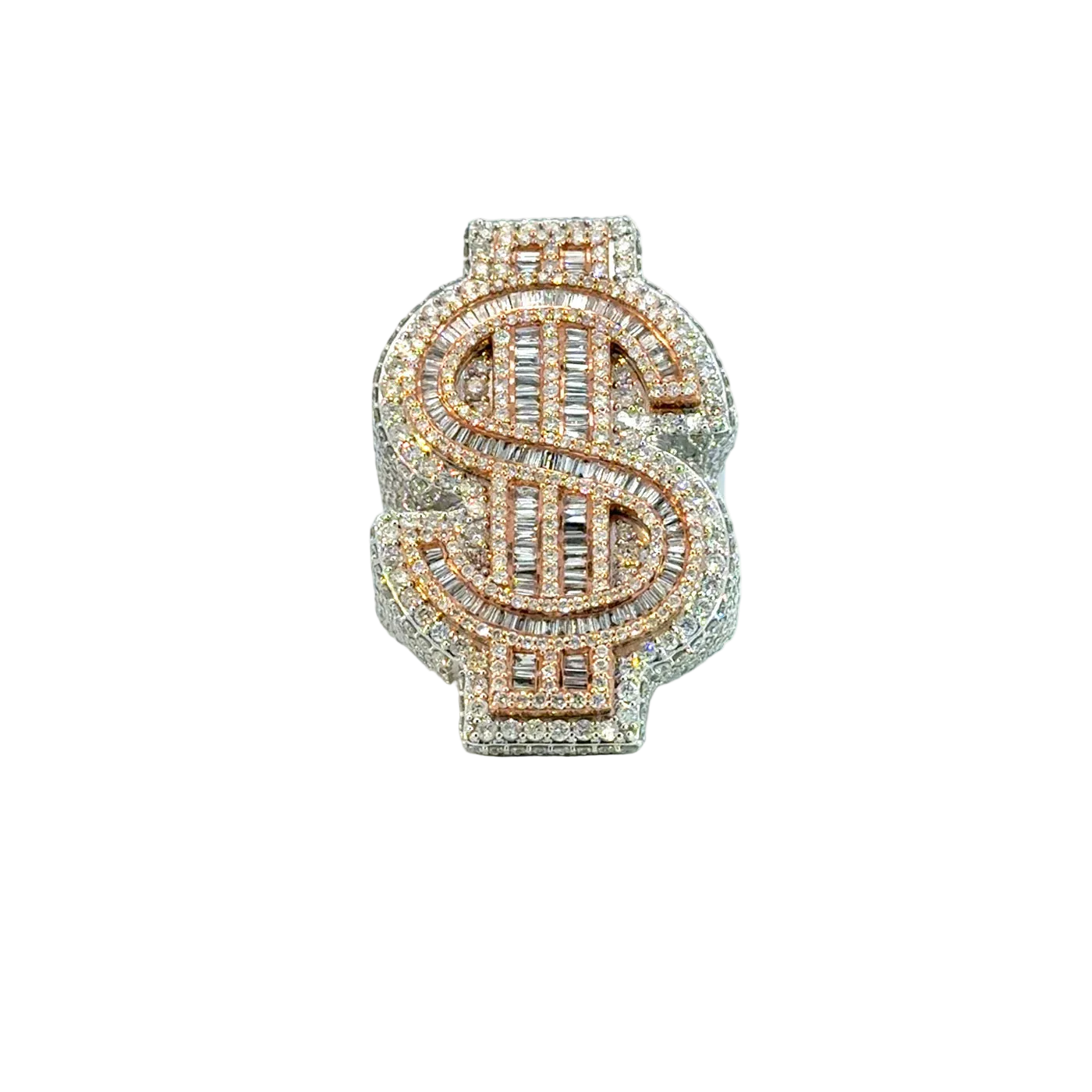 Two-tone Diamond Dollar Sign Ring