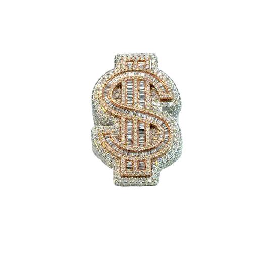 Two-tone Diamond Dollar Sign Ring