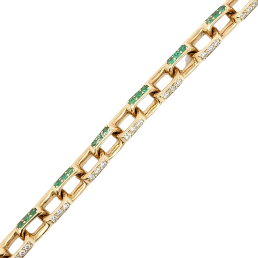 OV Diamond w/ Emeralds Bracelet