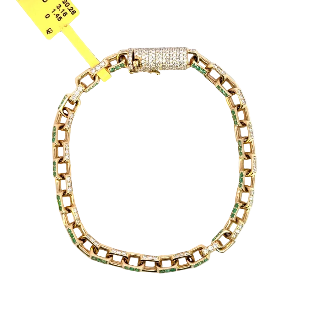 OV Diamond w/ Emeralds Bracelet