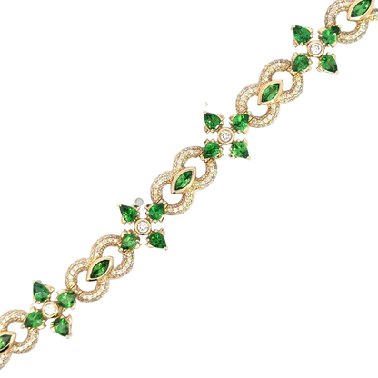 OV Diamond w/ Emerald Flower Bracelet