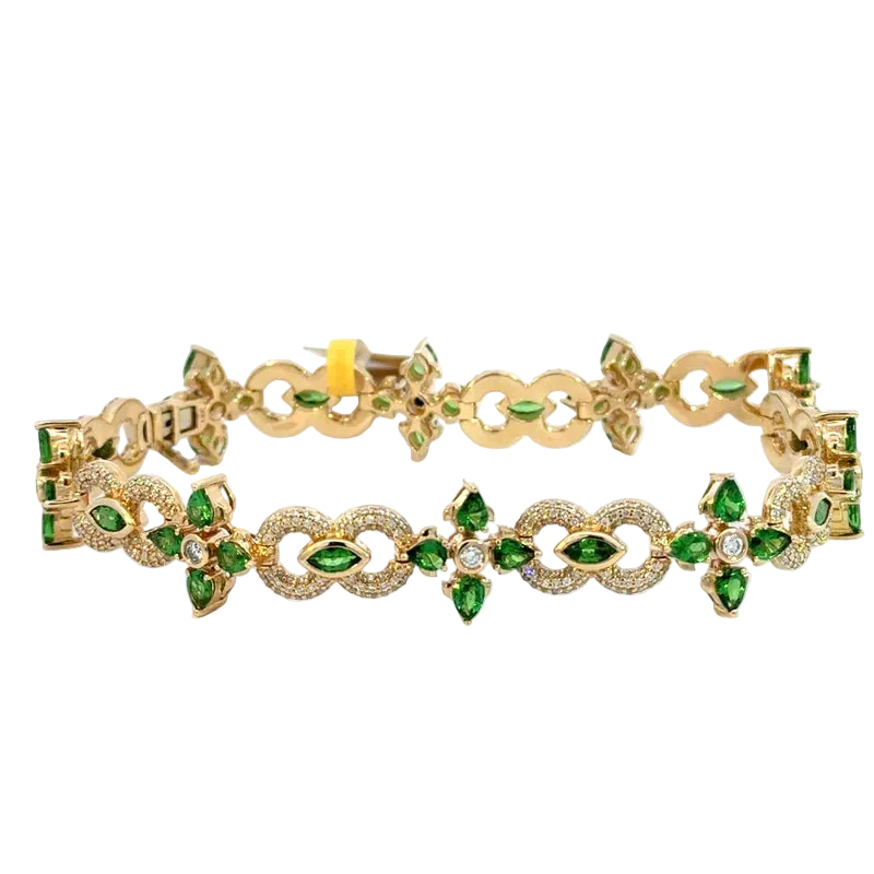 OV Diamond w/ Emerald Flower Bracelet