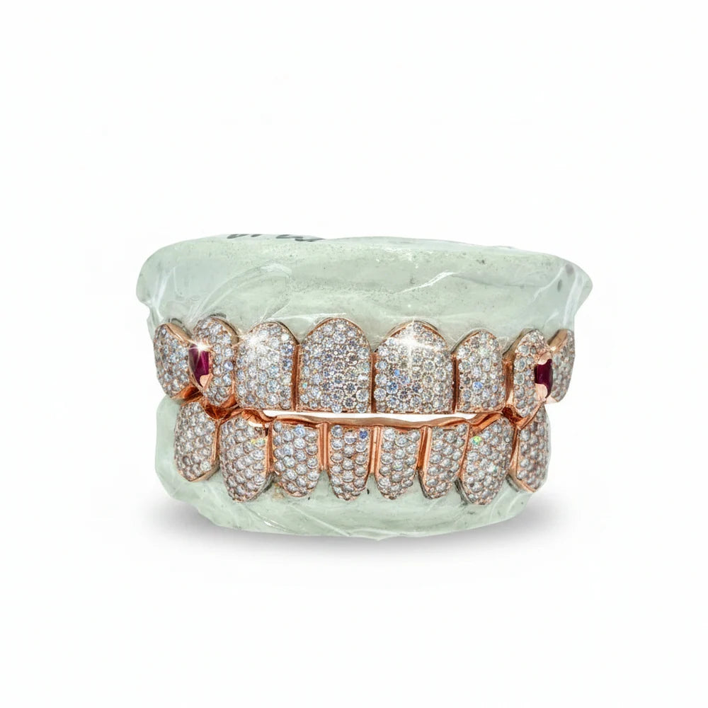 OV Natural Diamond Grillz w/ Accent Fangs