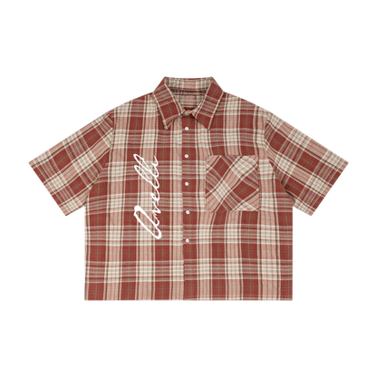 Unisex Plaid Boxy Short Sleeve Shirt