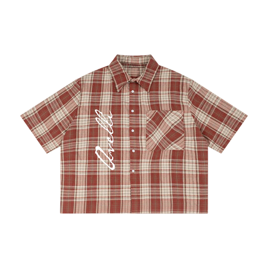 Unisex Plaid Boxy Short Sleeve Shirt