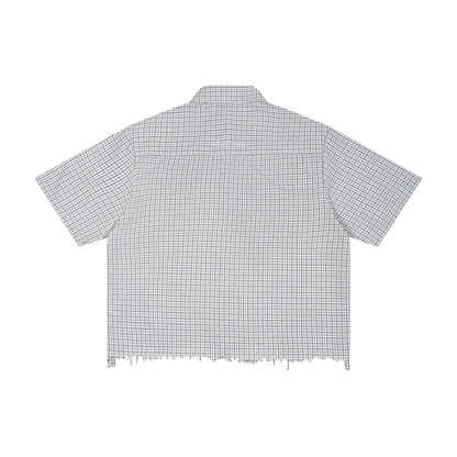 Distressed Plaid Boxy Shirt