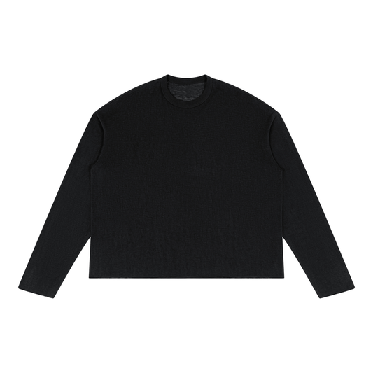 Sheer Raw Edge Long Sleeve T-Shirt