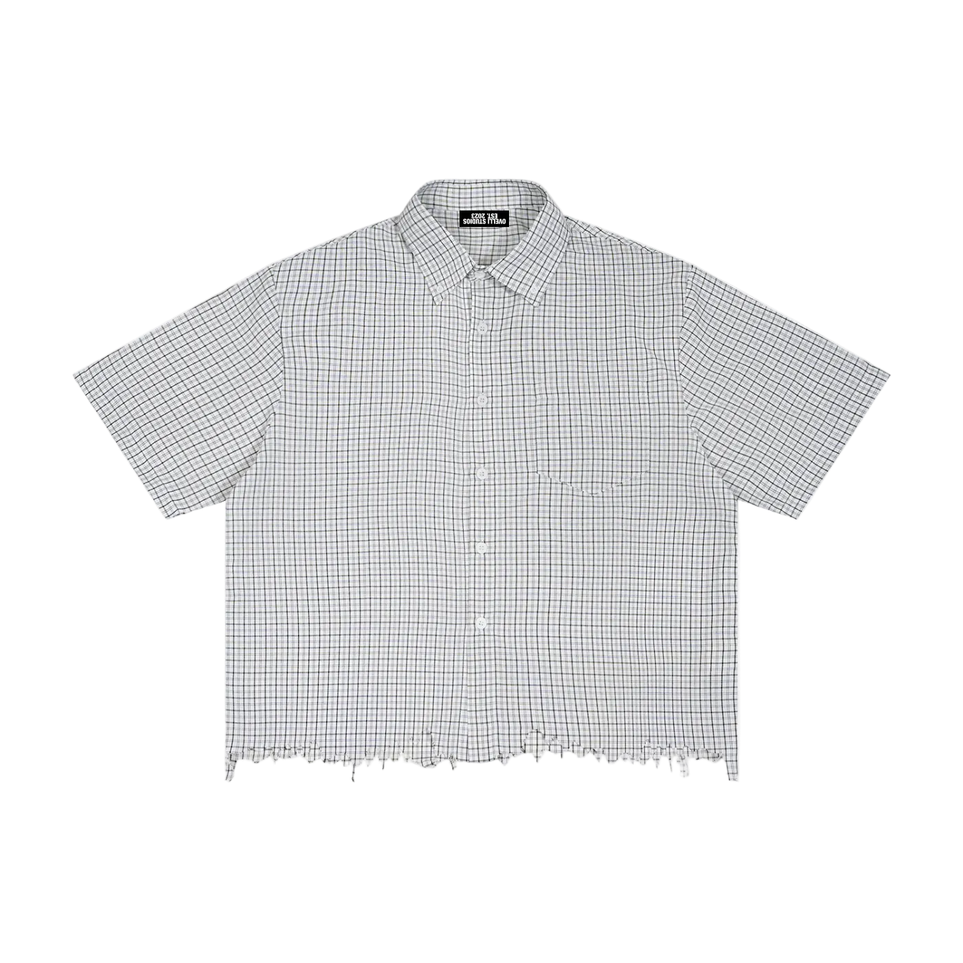 Distressed Plaid Boxy Shirt