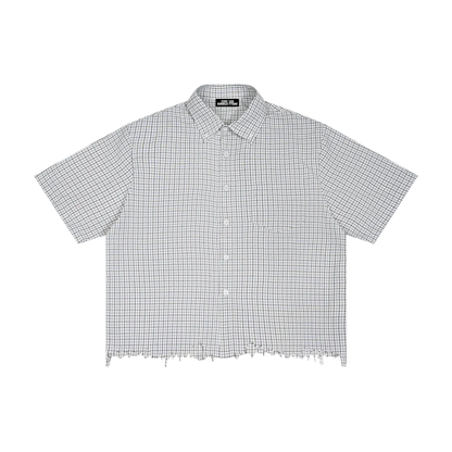 Distressed Plaid Boxy Shirt