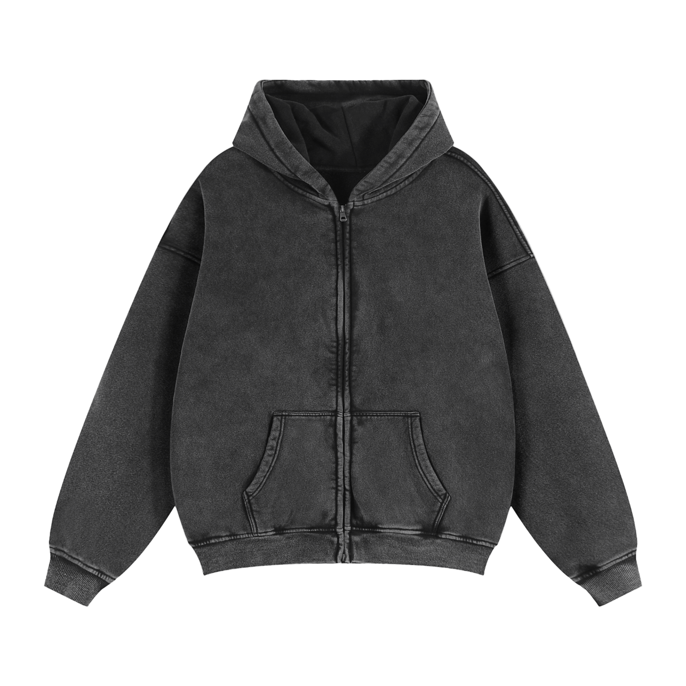 Zip-Through Boxy Fleece Hoodie