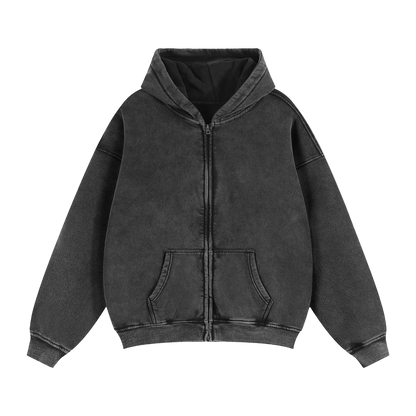 Zip-Through Boxy Fleece Hoodie