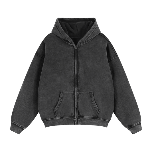 Zip-Through Boxy Fleece Hoodie