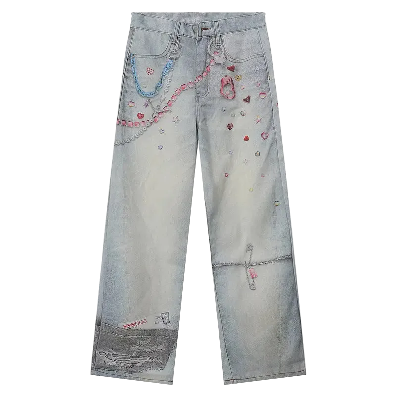 Graffiti Print Denim