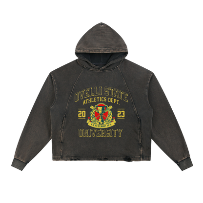 Vintage Washed Frayed-Hem Hoodie