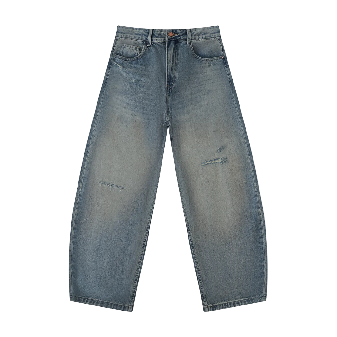 Men's Distressed Barrel Leg Jeans