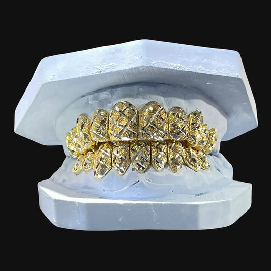 10K Yellow Dust & White Cut Two Tone Grillz