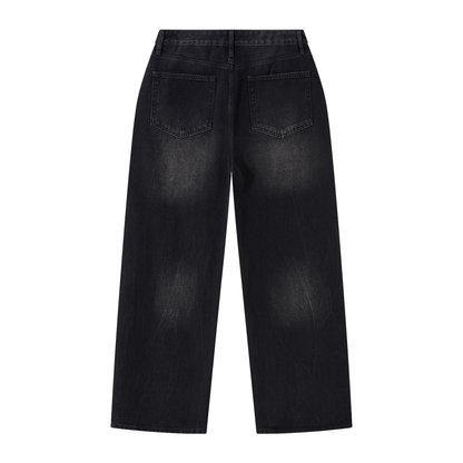 OV Black Vintage Wash Wide Leg Jeans