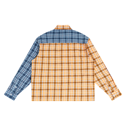 OV Plaid Color Block Shirt