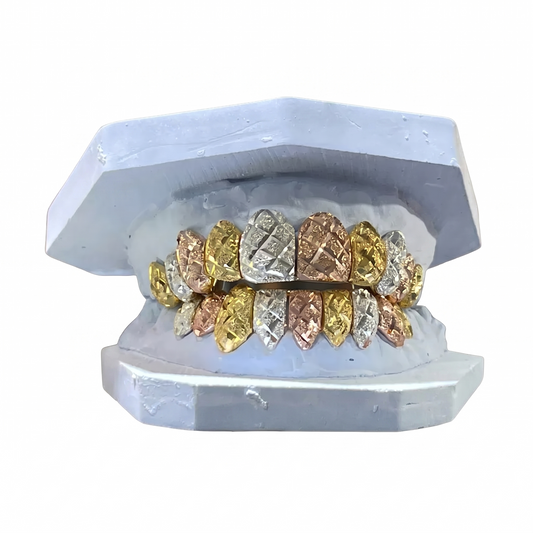 Custom Tri-color Diamond Dust & Cut Grill