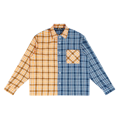 OV Plaid Color Block Shirt