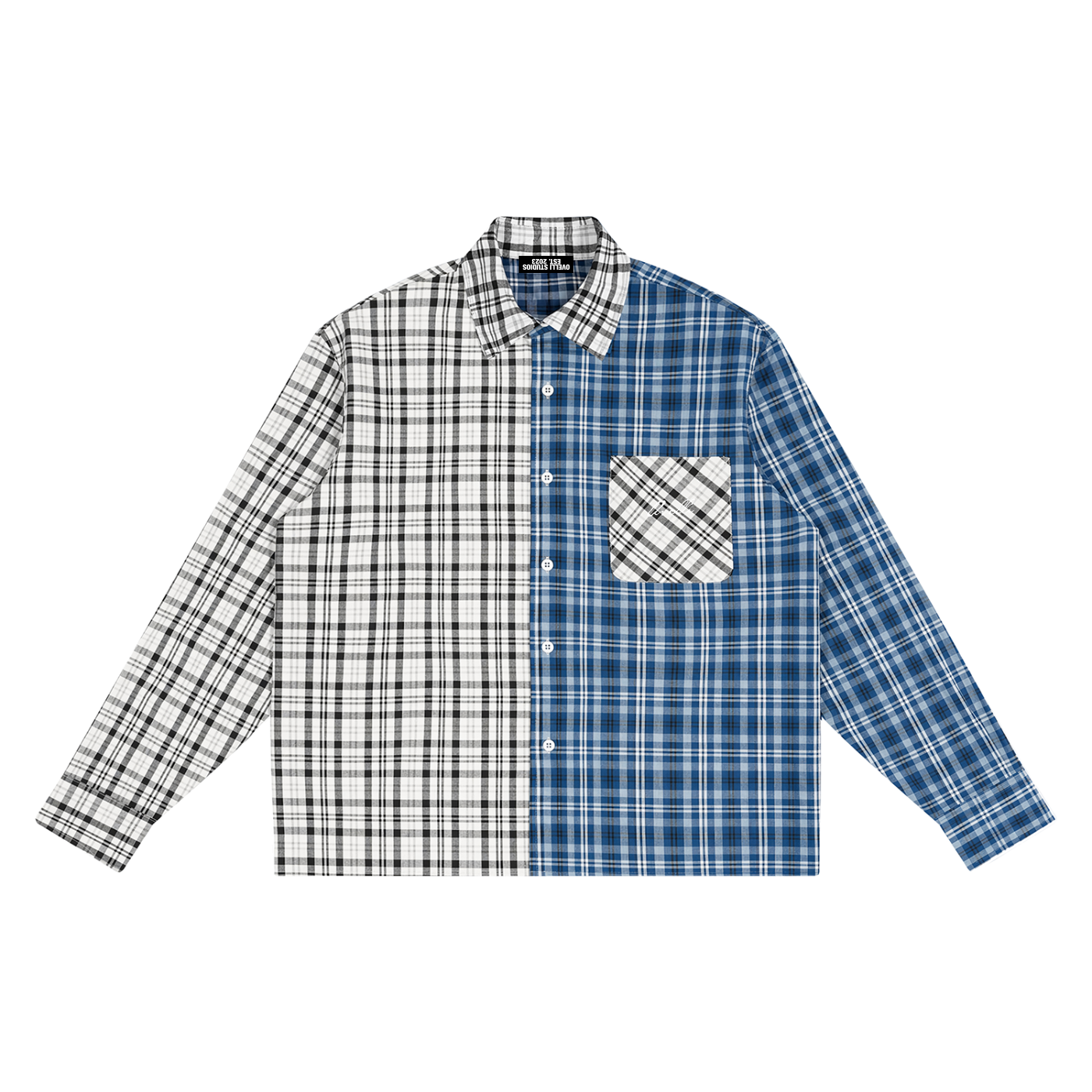 OV Plaid Color Block Shirt
