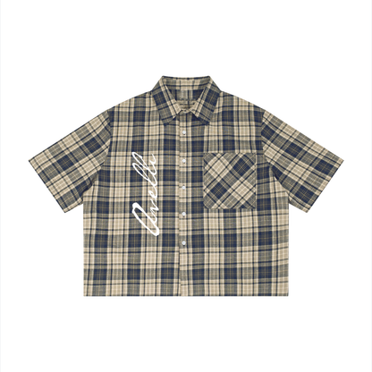 Unisex Plaid Boxy Short Sleeve Shirt