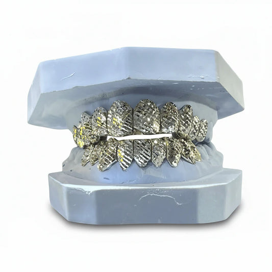 Silver Diamond Cut Grillz