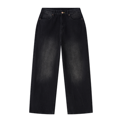 OV Black Vintage Wash Wide Leg Jeans