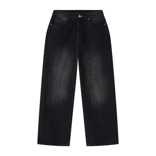 OV Black Vintage Wash Wide Leg Jeans