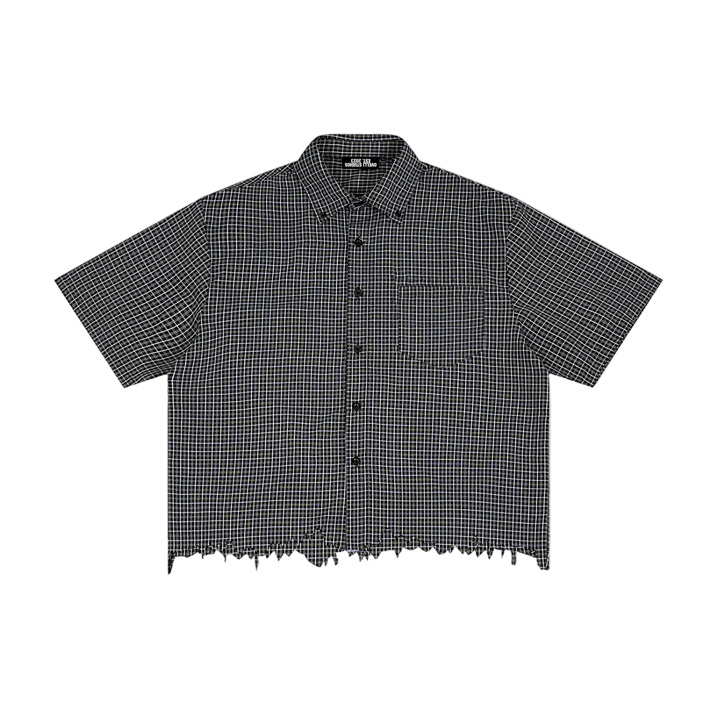 Distressed Plaid Boxy Shirt