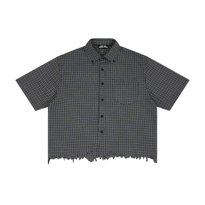 Distressed Plaid Boxy Shirt