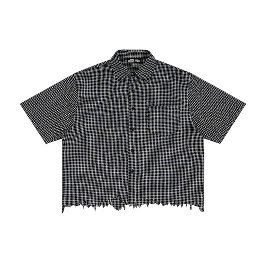 Distressed Plaid Boxy Shirt